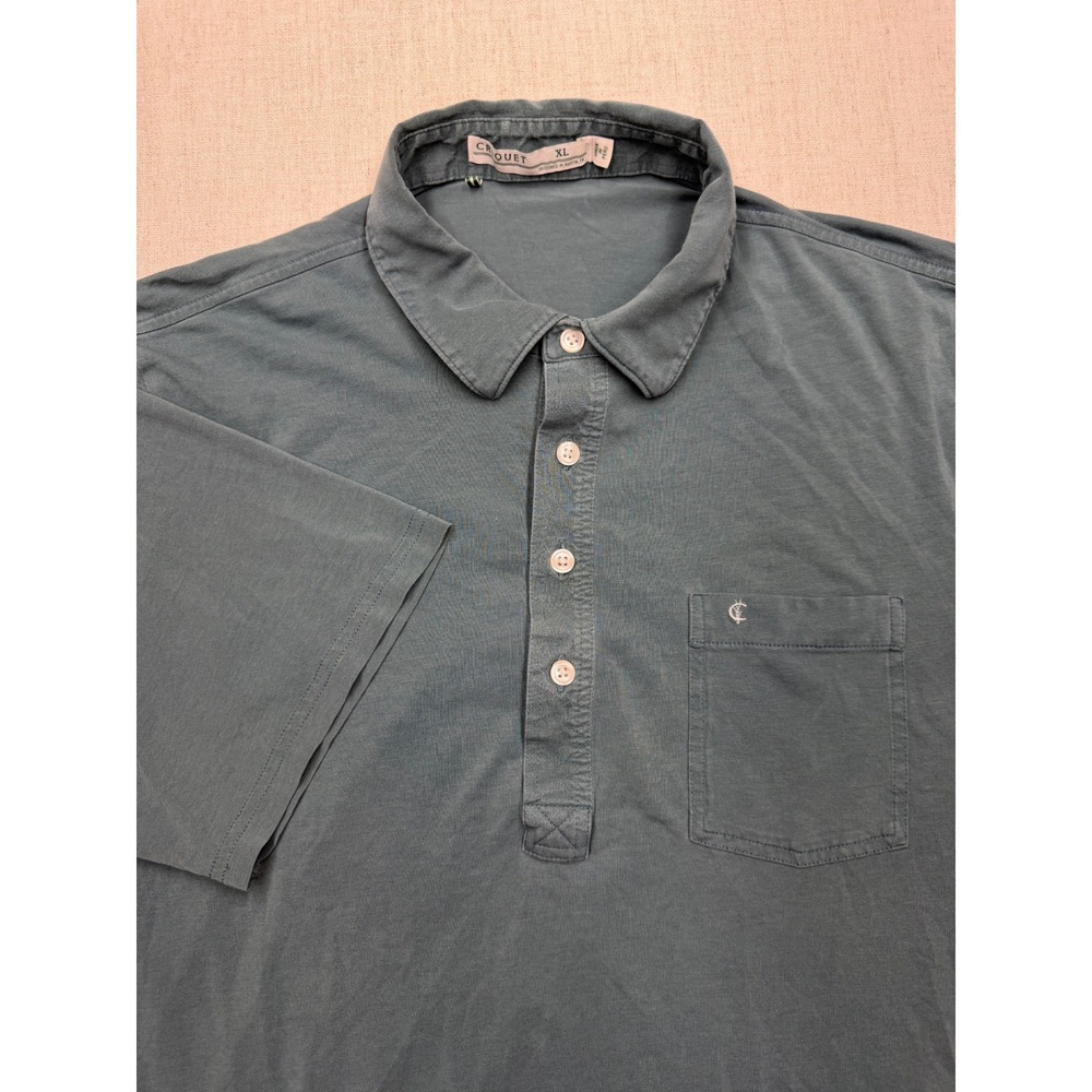 Croquet Mens XL Pima Cotton Spandex Polo Shirt Teal Green Short Sleeve Pocket